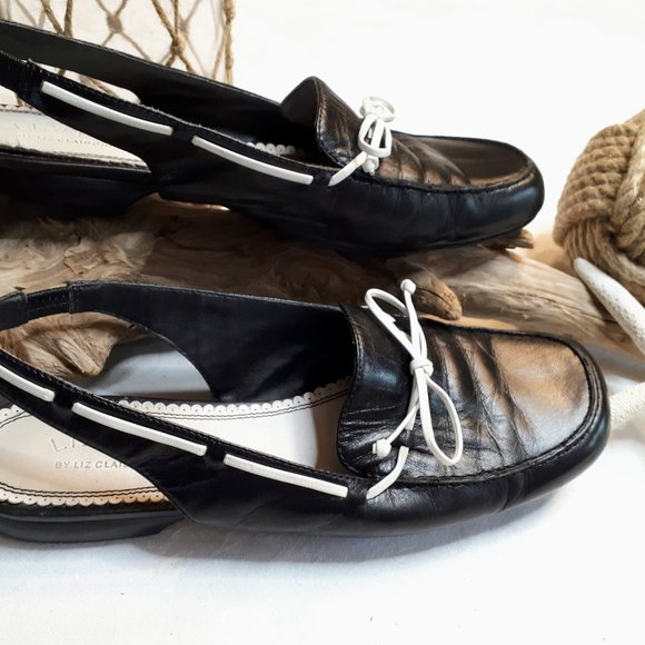 Lizflex Genuine Black Leather Low Heel Sling Back - Picture 4 of 11